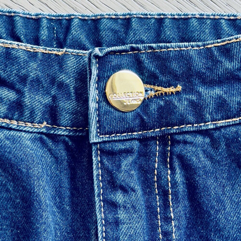 New Hocchi Brazil Jean Shorts High Rise Women’s 8 Raw Hem Distressed Denim Blue - Picture 8 of 9